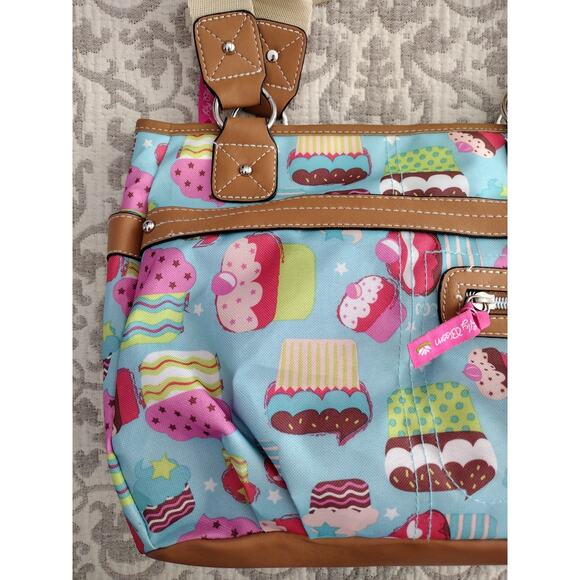 Lily Bloom NWOT Colorful Whimsical Bakery Cupcakes Themed Handbag Purse - Picture 2 of 9